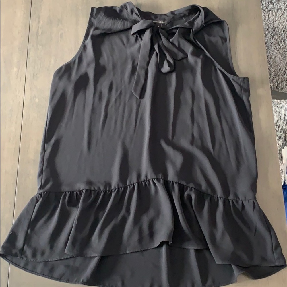 Black peplum bow tie tank